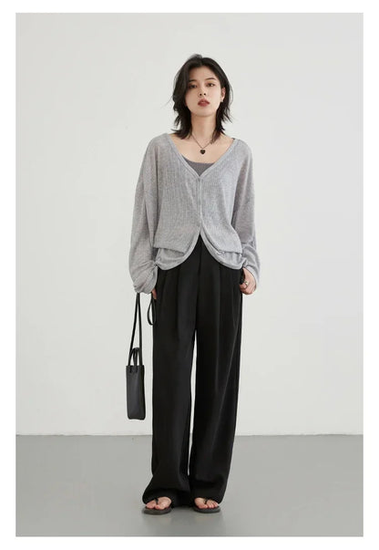 Lightweight V-Neck Knit Cardigan for Women – 2025 Spring & Summer