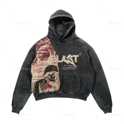 Alphabet Blast Skull Printed Casual Hoodies