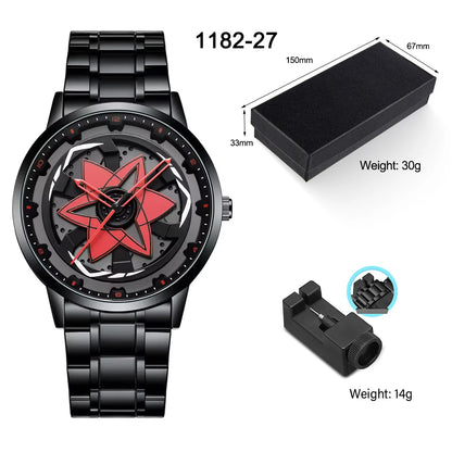 Edgy Anime Aesthetic - Sleek All-Black Mangekyou Sharingan Watch