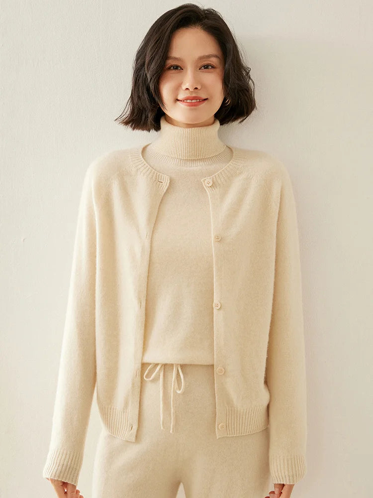 Women S Cashmere Sweater Autumn Winter New Knitted Cardigan Loose Fit Woolen Sweater With Lapel Jacket In Camel