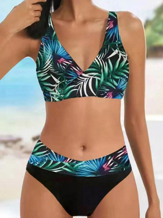 Black and Silver Glitter Striped Bikini Aesthetic