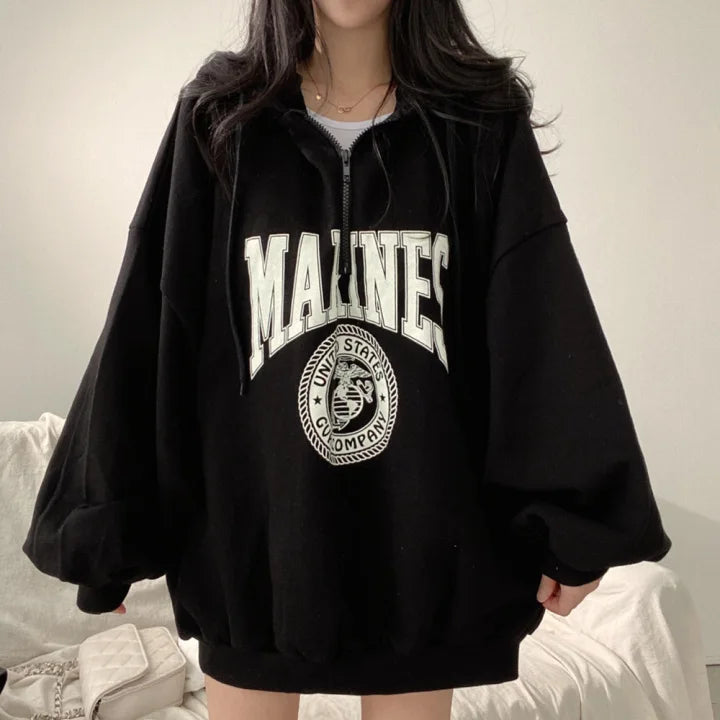 New Womens 9317 Cool Winter Style Loose Hoodies