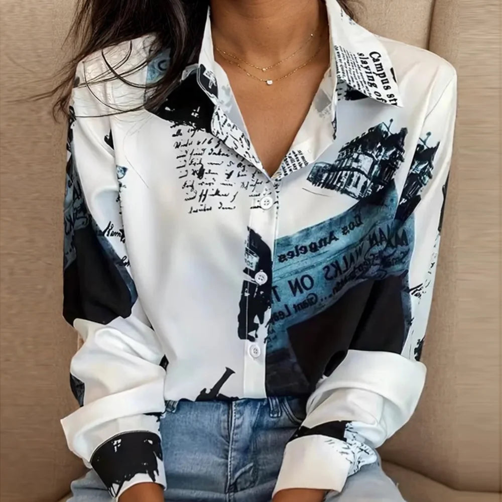 Creative Vintage Style Turn Down Collar Women Shirts