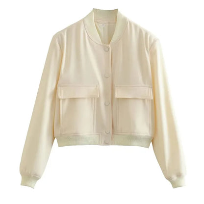 Casual Cropped Bomber Jackets For Women