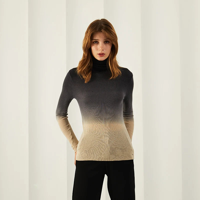 Womens Casual Turtleneck Warm Plaid Sweater