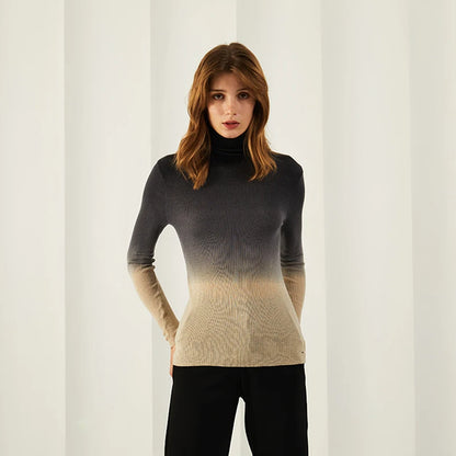 Womens Casual Turtleneck Warm Plaid Sweater