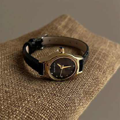 Leather Strap Gold Frame Watches