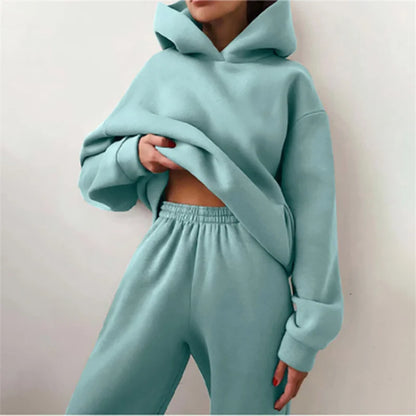 Womens Cool Style 2 Pieces Crop Hoodie Sweatpant Tracksuits