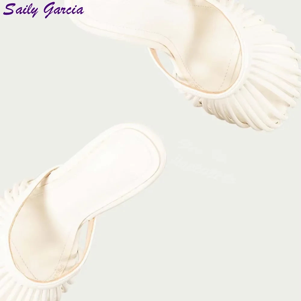 2025 Summer Women S Square Toe Sandals Snake Print Strappy Mules 10 5Cm High Heel Fashion Slippers