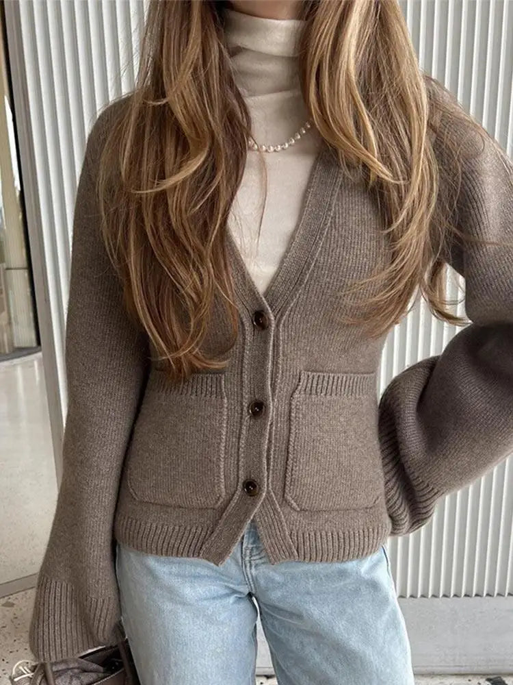 2025 Winter Women S Solid Color Cardigan Knitted Loose Fit Xxl Sweater Coat With Pockets Black