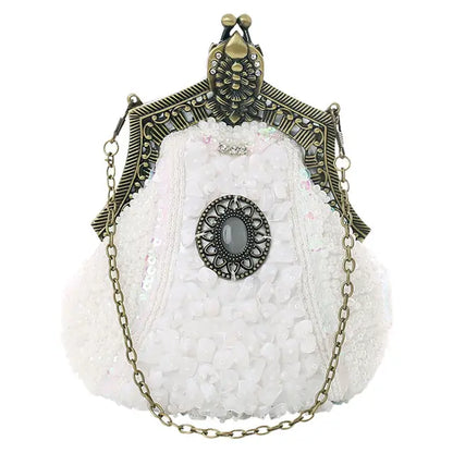 Queen Style Antique Crystal Beaded Evening Handbag