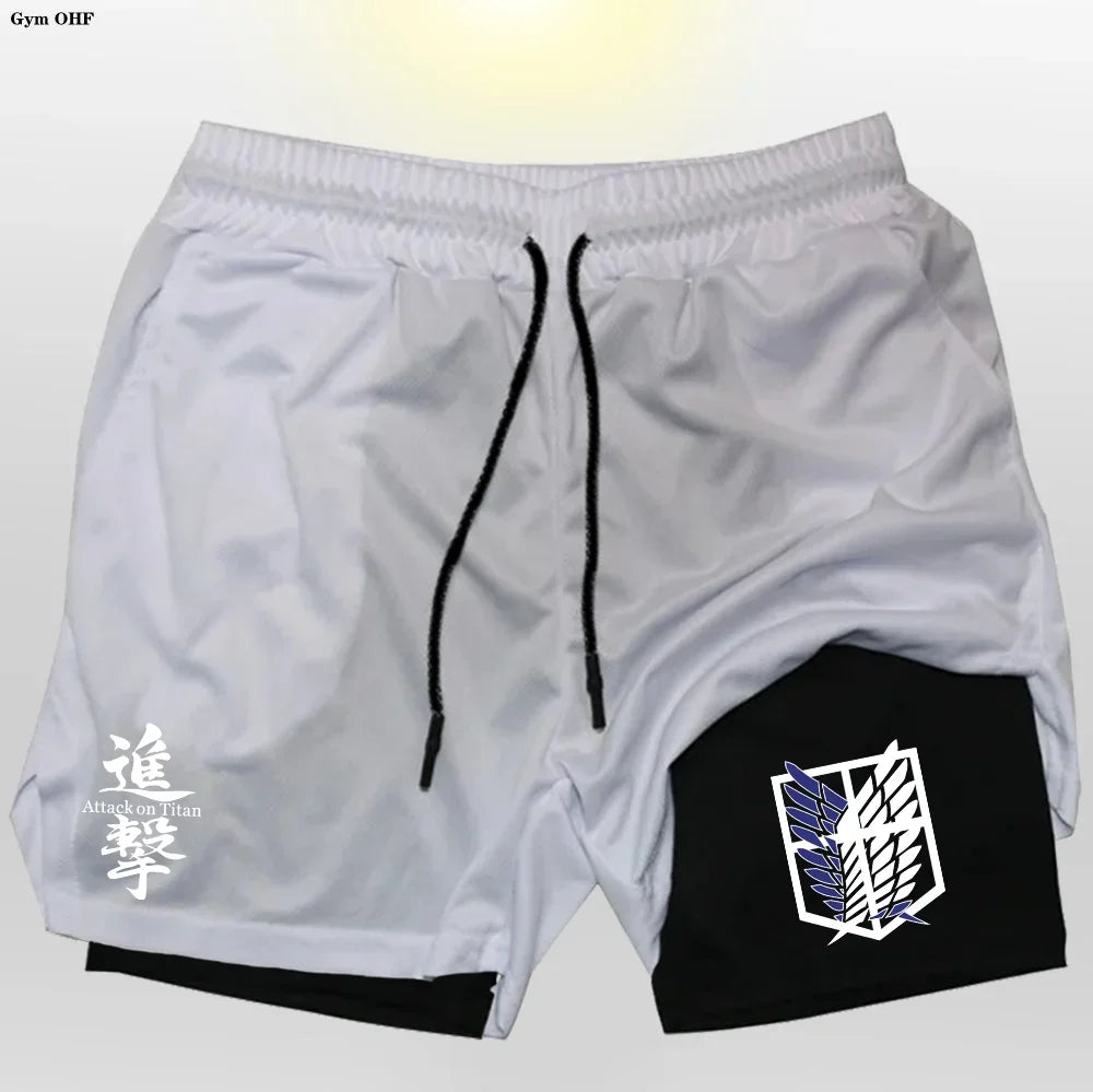 New 2 In 1 Mens Gym Short