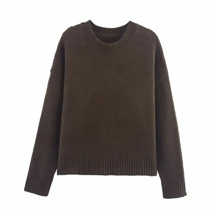 Simple O Neck Long Sleeve Sweaters