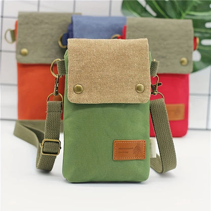 Sage Green Canvas Mini Phone Bag