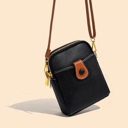 Trendy Genuine Leather Womens Messenger Shoulder Bag High Quality First Layer Cowhide All Match Fashion Handbag