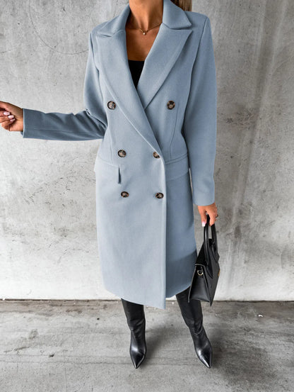 Double-Breasted Wool Blend Overcoat – Classic Elegant Winter Coat for Women