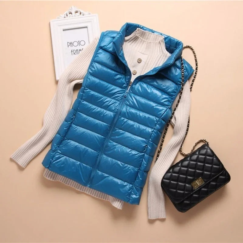 Soft Ultralight Sleeveless White Duck Down Vest For Women