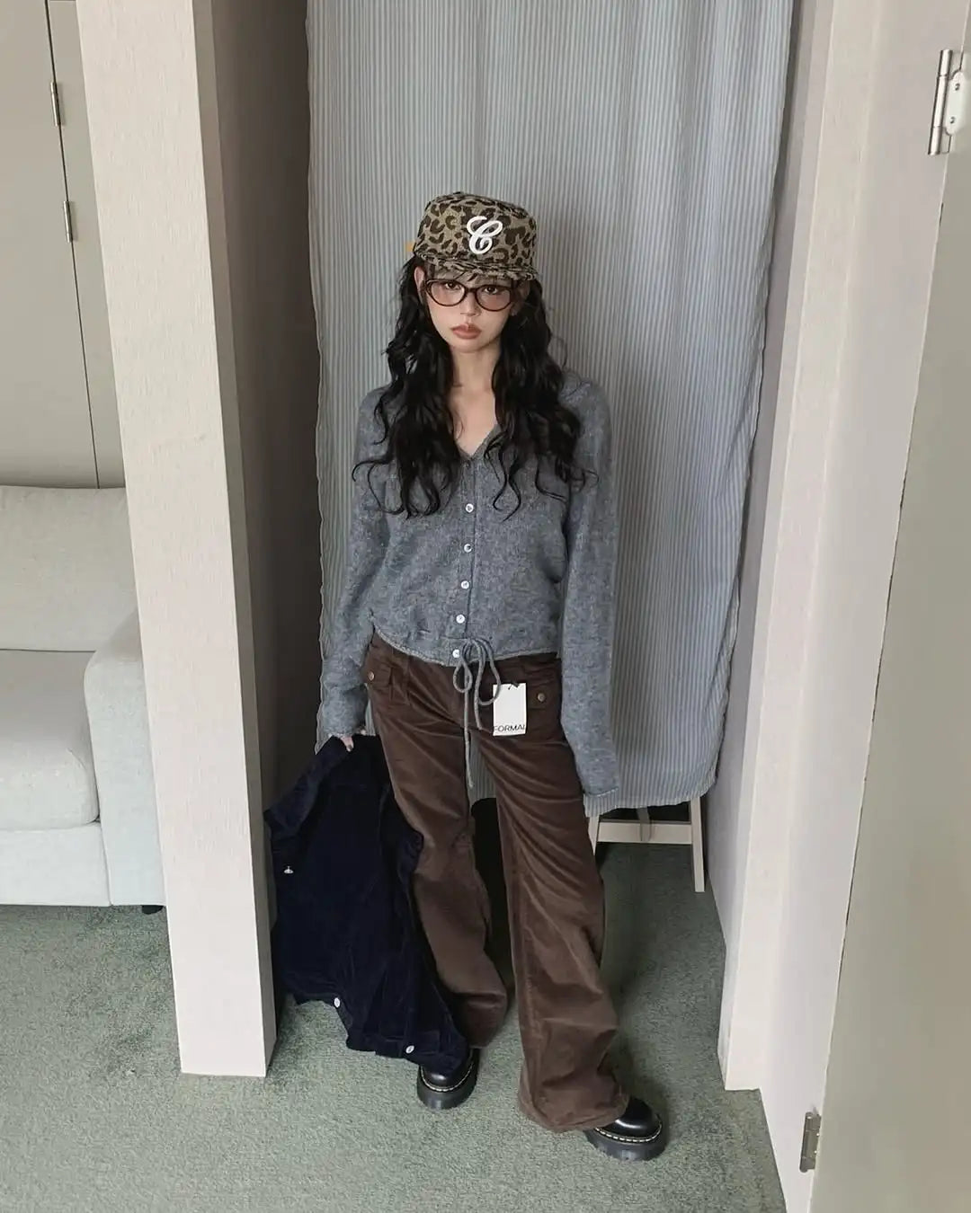 V-Neck Drawstring Knit Cardigan for Women – Slimming Autumn Outerwear