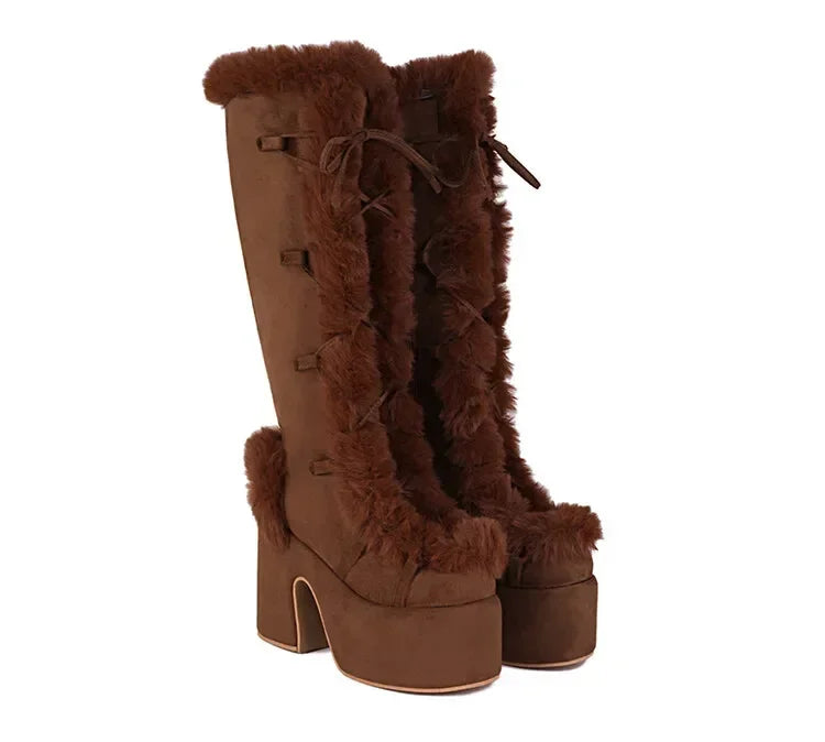 New Winter Style Warm Platform Heel Women Boots