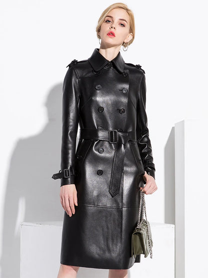 S 7xl Plus Size Faux Leather Women Trench Coats