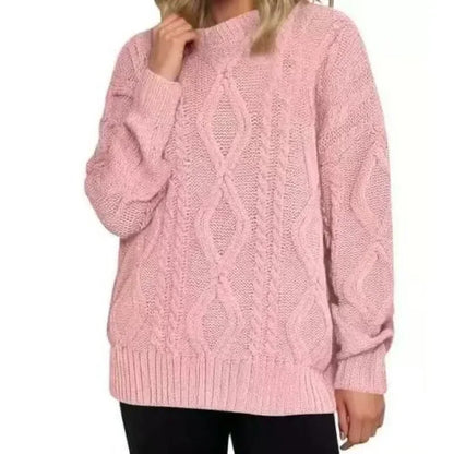 Autumn Winter Mock Neck Batwing Sleeve Women Knitted Sweater