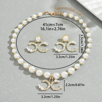 A Z Letter 6mm Imitation Pearls Necklace For Women