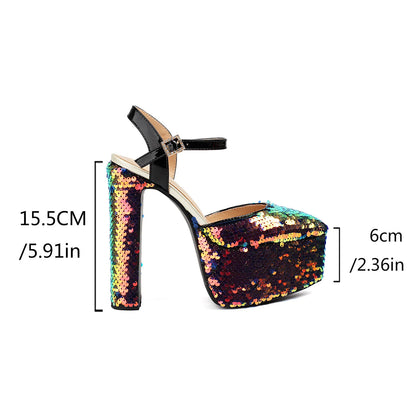 Bling Sequined High Heel Sandals – Sexy Summer Party Heels 2026