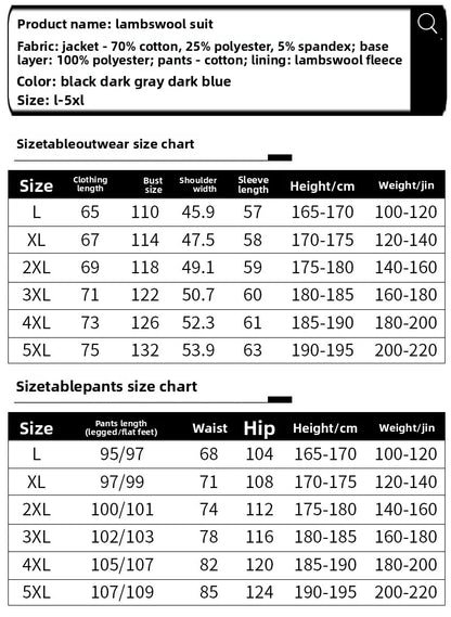 Lamb Cashmere Hoodie Pant Warmy Tracksuit Sets For Men Women