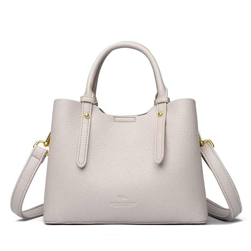 Elegant Textured Leather Top Handle Tote