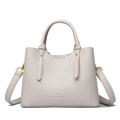 Elegant Textured Leather Top Handle Tote