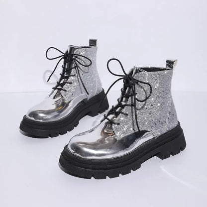 Luxury Silver Design Mid Heel Winter Women Boots
