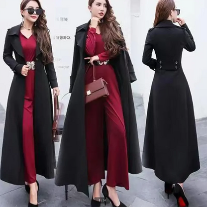 Business Windbreaker Jackets Casual Long Overcoat Y2K Autumn Trench Outwear Women Fashion Office Lady Outerwear Trench