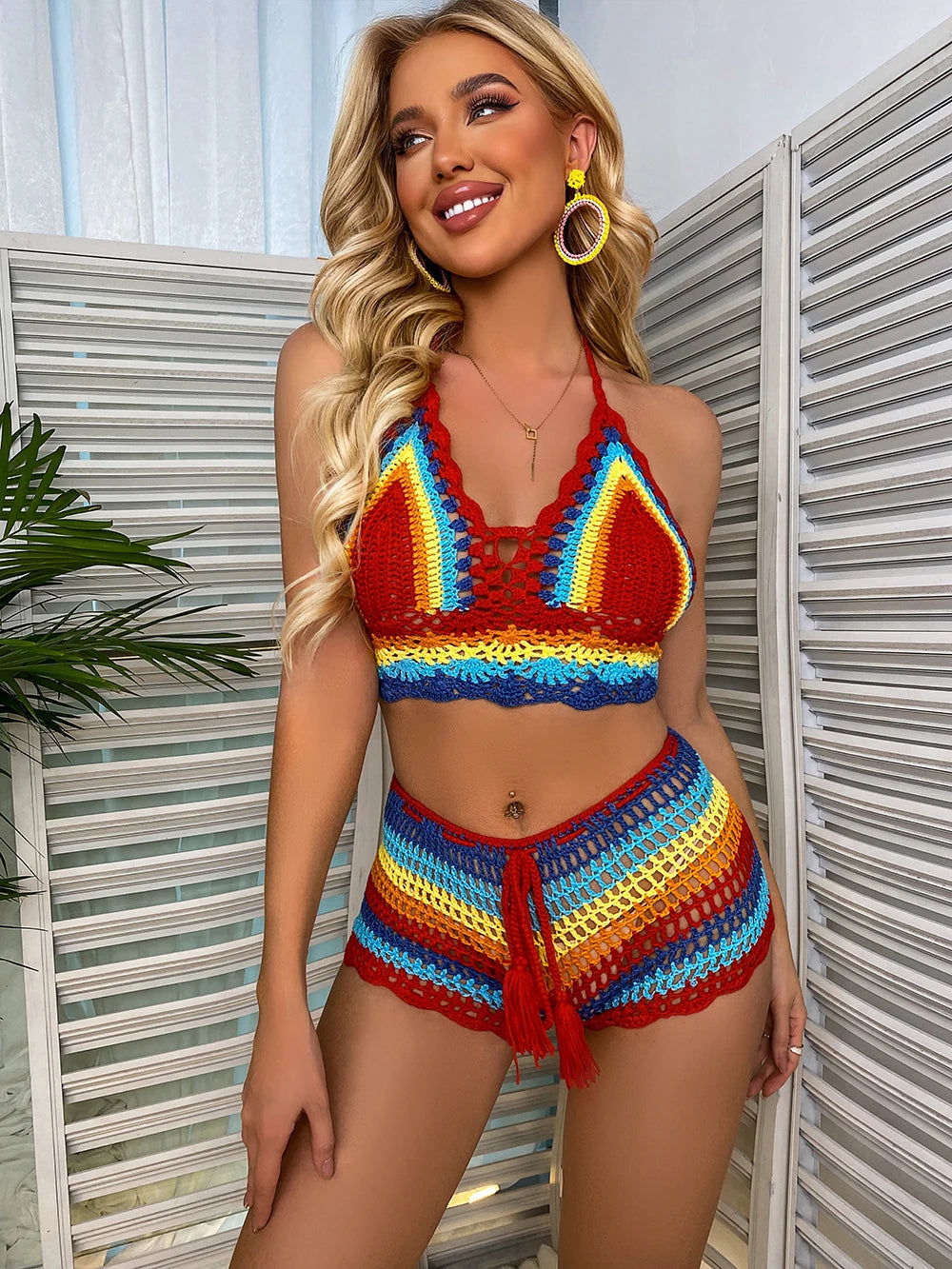 Super Creative Design Crochet Strapless Bikini Suit