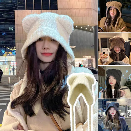 Bear Ear Full Head Protection Winter Hat For Women