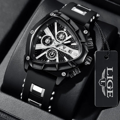 Triangle Frame Silicone Strap Luxury Quartz Men Watches