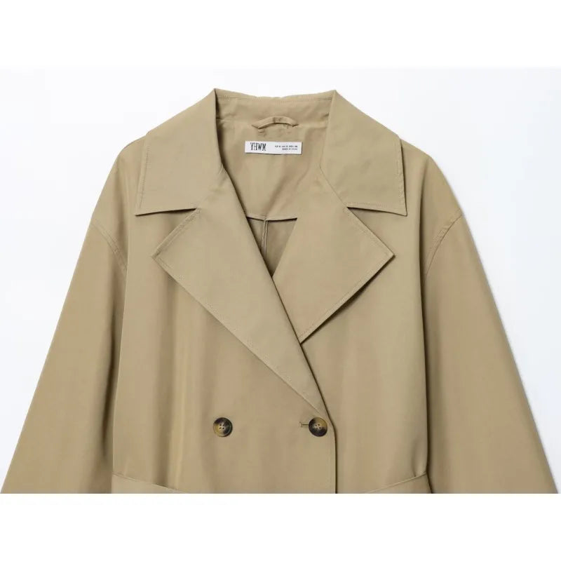 Double Breasted Windproof Women Vintage Long Trench Coats