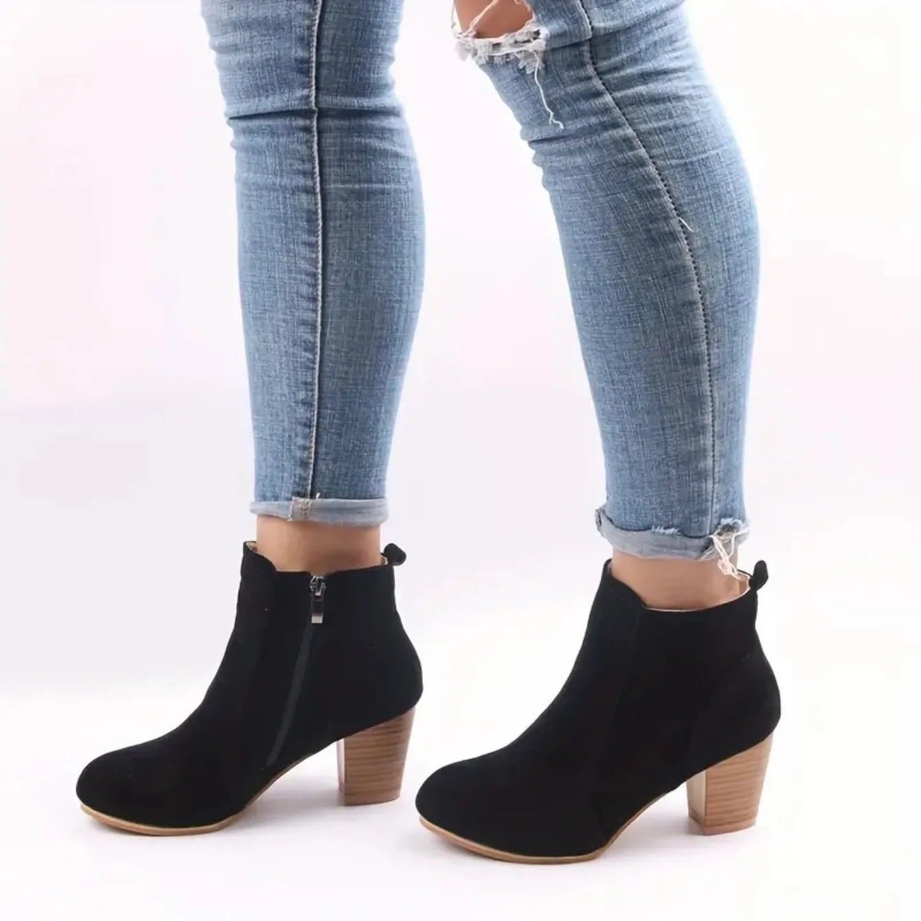 Luxury Suede Chelsea Ankle Boots for Women - 2025 Autumn Winter Chunky Heels