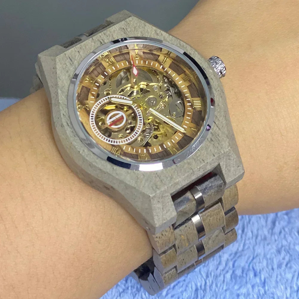 Mens Stylish Wooden Military Type Three Mini Display Watches