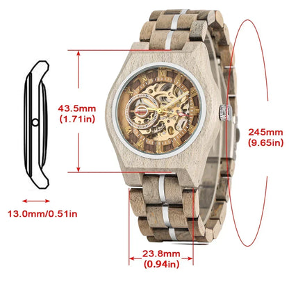 Mens Stylish Wooden Military Type Three Mini Display Watches