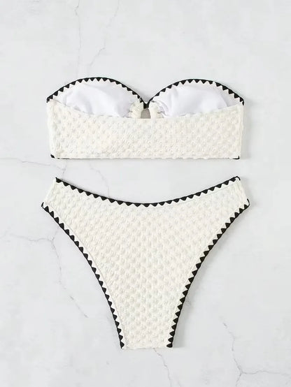 Two Pieces New White Bandage Stripe Bikini