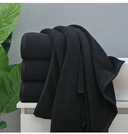 Solid Black Color Home Hotel Style Cotton Hand Bath Towels