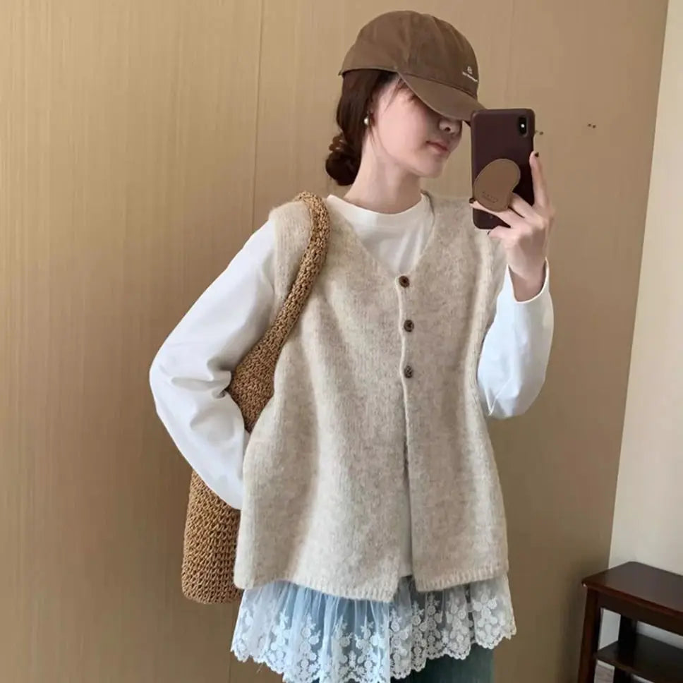 Korean Style Plus Size Autumn Sleeveless Vest For Women
