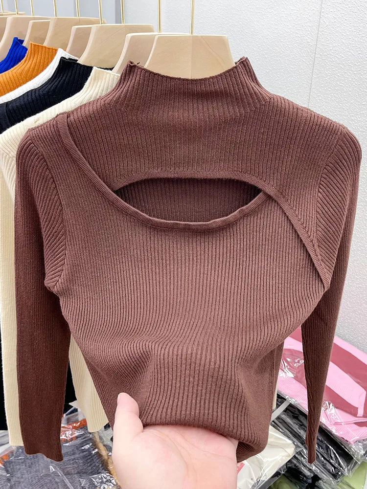 2025 Autumn Winter Knitted Sweater Set Sweet Solid Color Loose Fit Top Sexy Slim Shorts