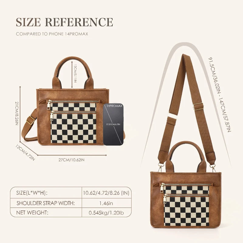 Retro Game Checkerboard Mini Fabric Flap Crossbody Sling Bags