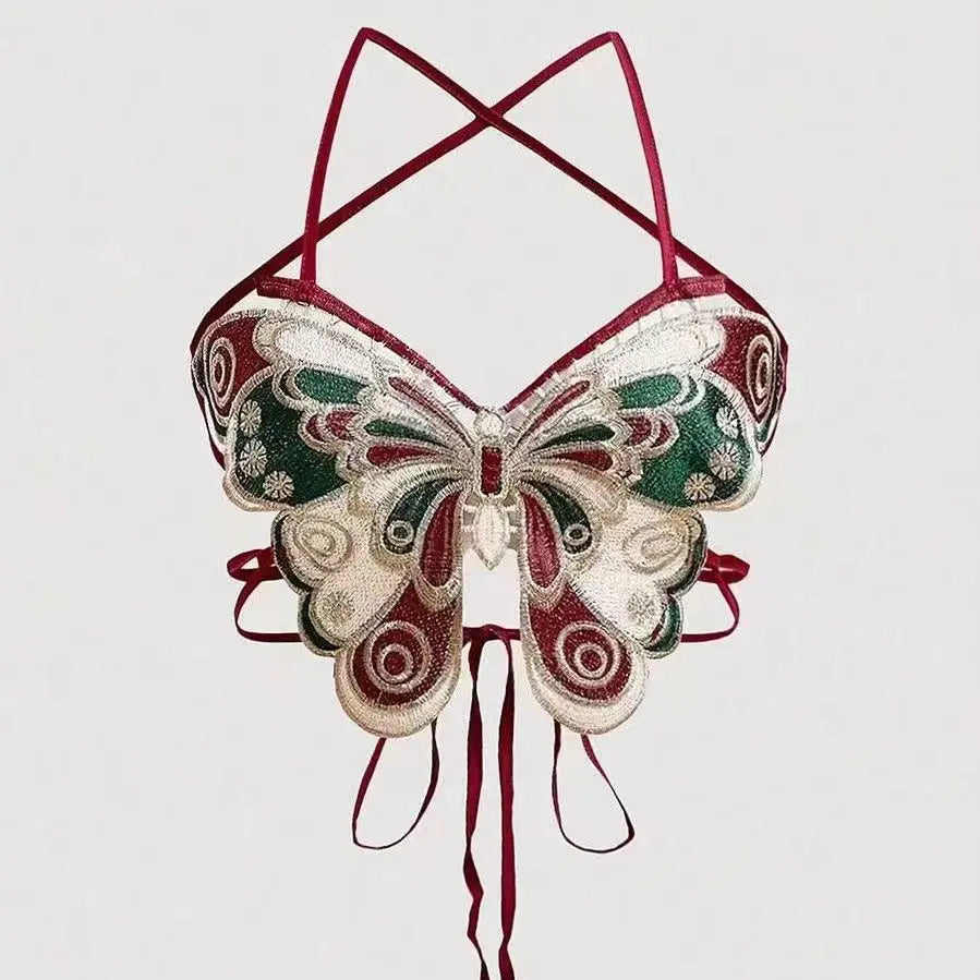 Crochet Butterfly Wings Design Sexy Crop Top