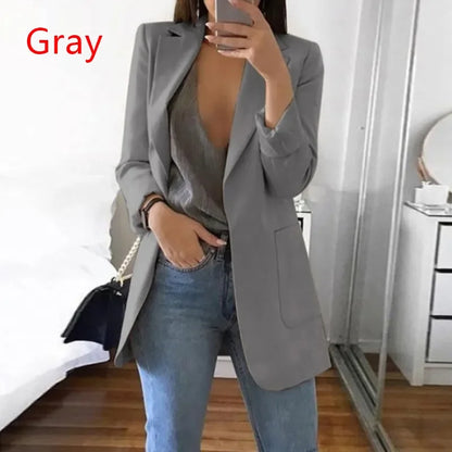 Office Temperament Suit Coat: Lapel Slim Blazer for Women