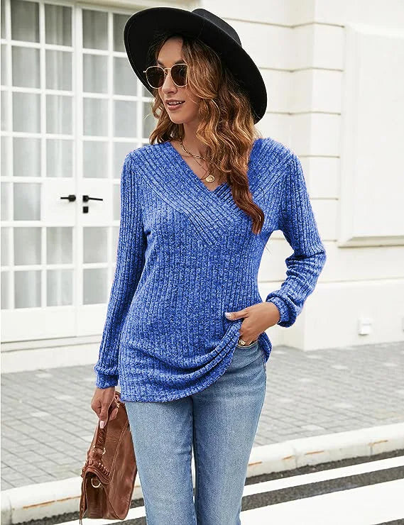 Spring Autumn Style V-Neck Line Style Sweaters For Women