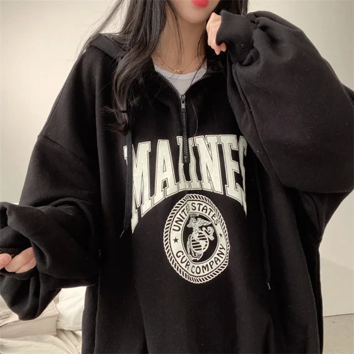 New Womens 9317 Cool Winter Style Loose Hoodies