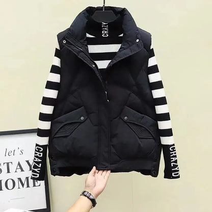 Stylish Corduroy Khaki Puffer Vests