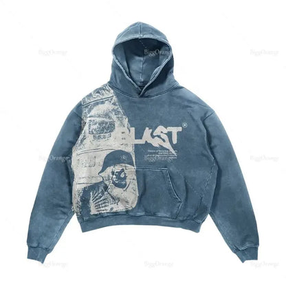 Alphabet Blast Skull Printed Casual Hoodies